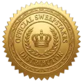 Gold circular seal/badge with a crown emblem in the center, signaling official certification or status.